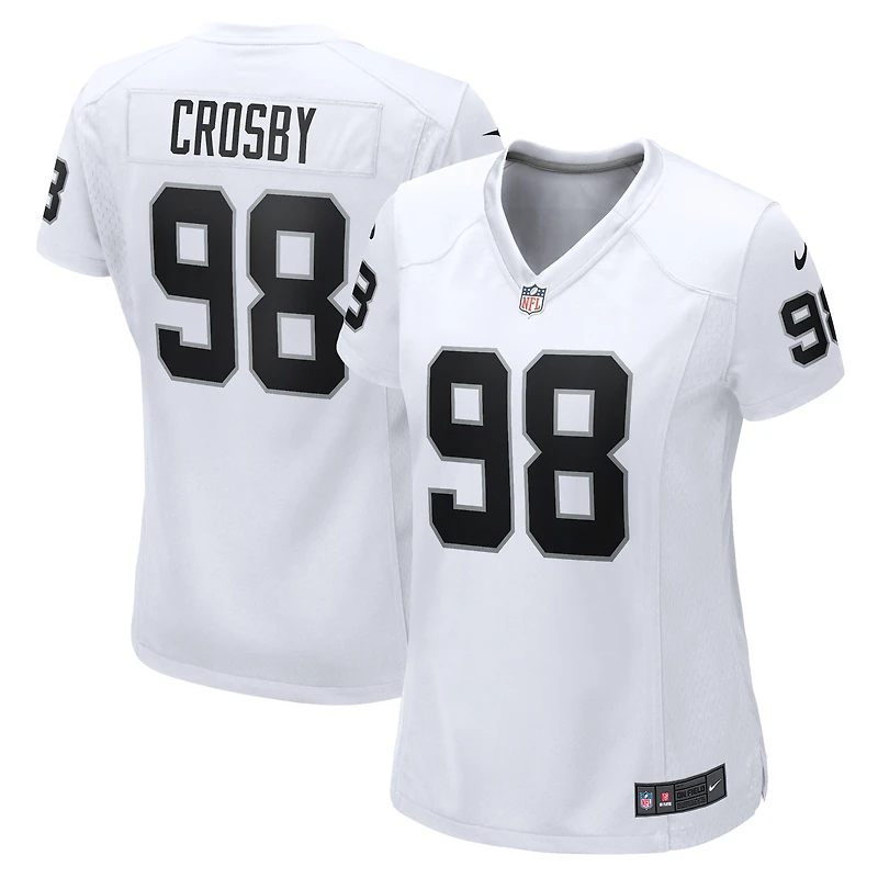 Maillot de match Nike Maxx Crosby pour femmes, blanc, Las Vegas Raiders