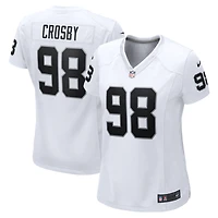Maillot de match Nike Maxx Crosby pour femmes, blanc, Las Vegas Raiders
