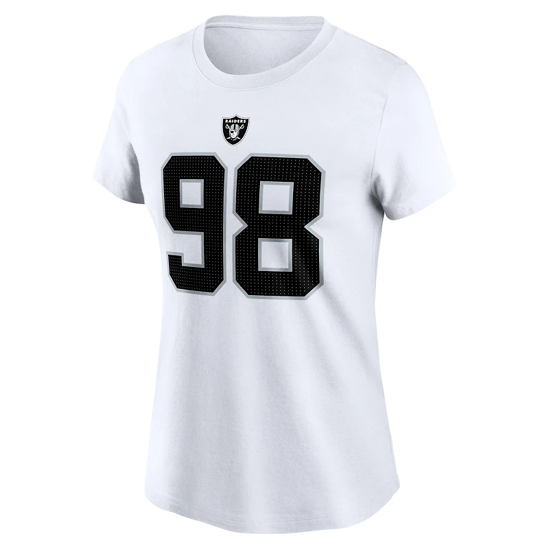 Women's Nike Maxx Crosby White Las Vegas Raiders Player Name & Number T-Shirt