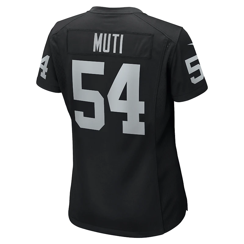 Maillot de match l'équipe Nike Netane Muti pour femmes, noir, Las Vegas Raiders