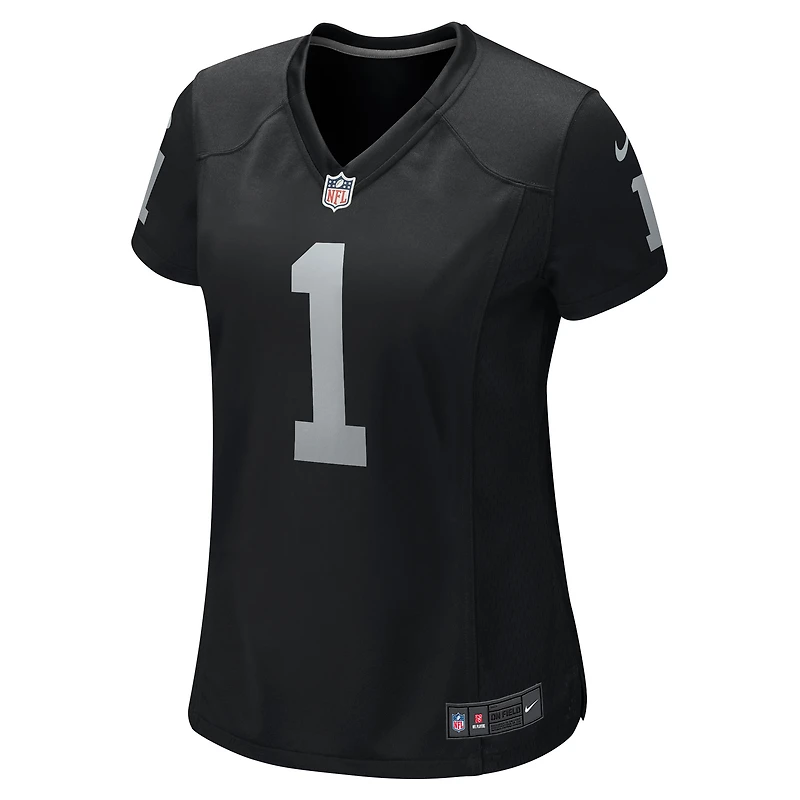 Maillot de match Nike numéro 1 Bride pour femme, noir, Las Vegas Raiders