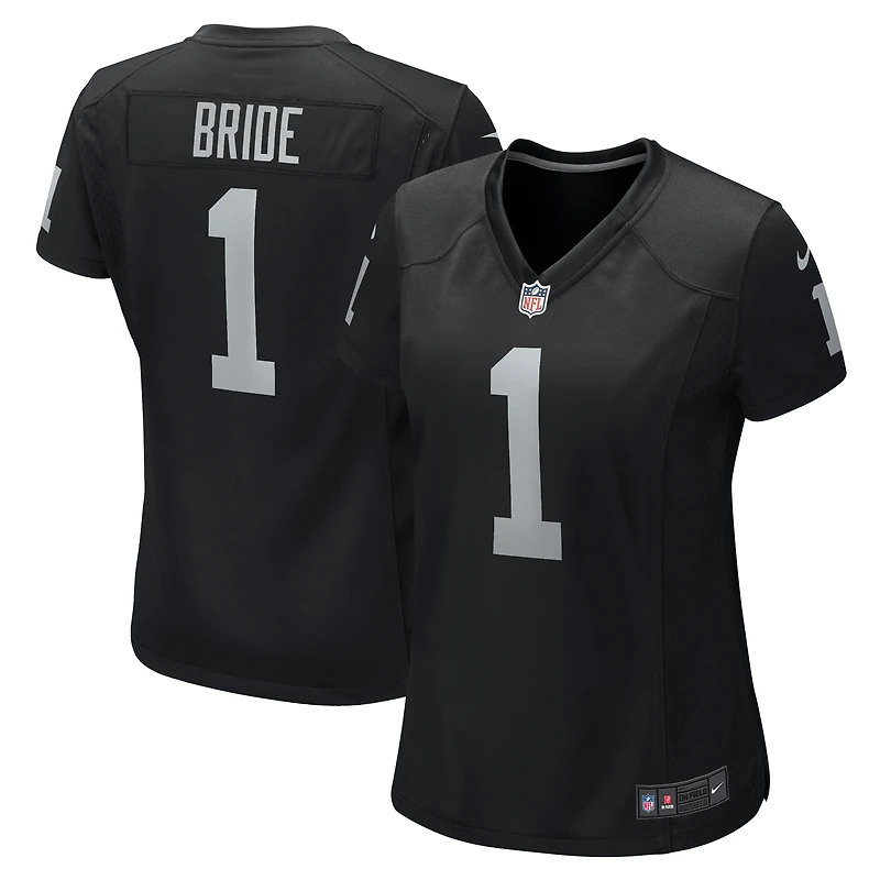 Maillot de match Nike numéro 1 Bride pour femme, noir, Las Vegas Raiders