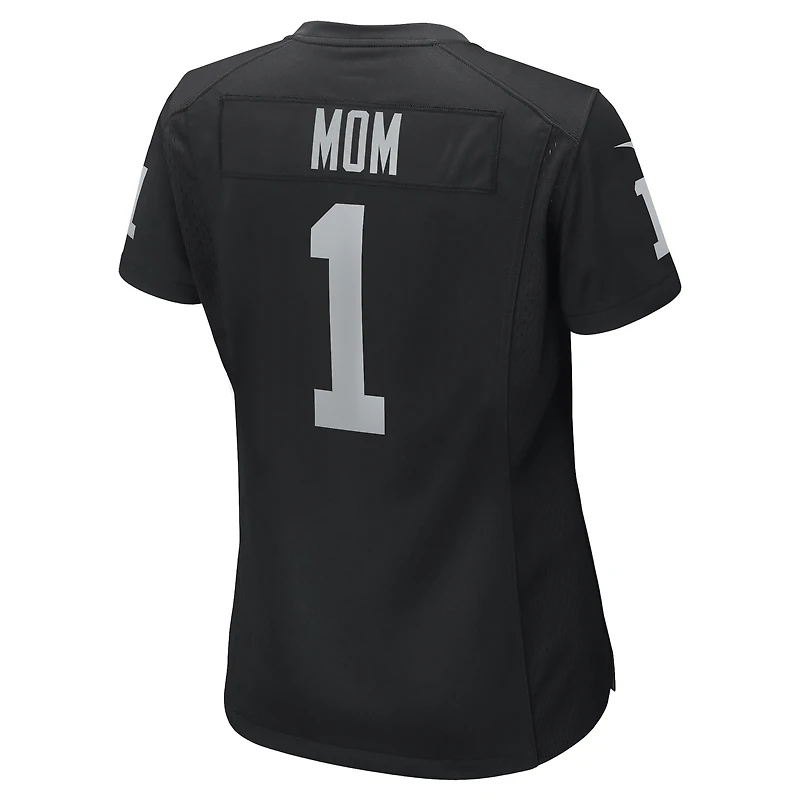 Maillot de match Nike numéro 1 Mom noir des Las Vegas Raiders pour femme