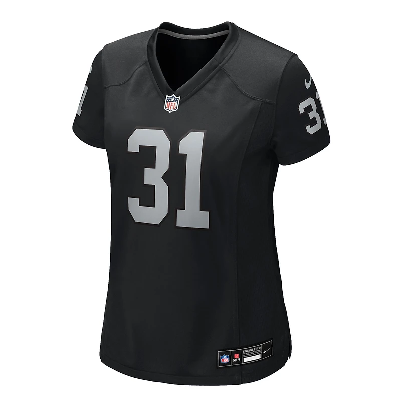 Maillot Nike Raheem Mostert noir pour femme des Las Vegas Raiders