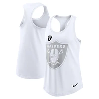 Débardeur Nike blanc Las Vegas Raiders pour femme, dos nageur, col rond, mélange de trois matières