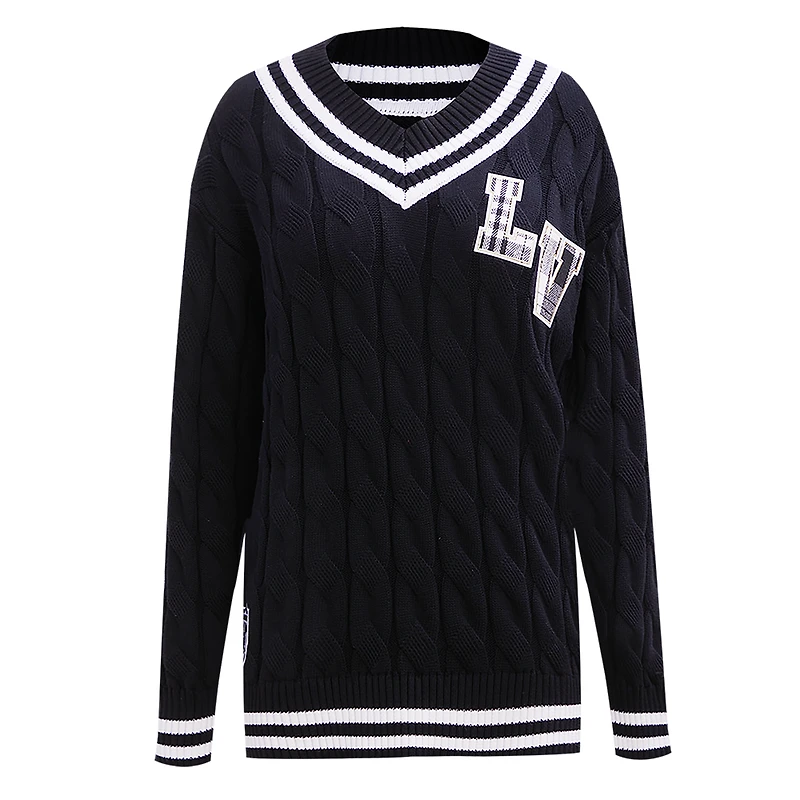 Women's Pro Standard  Black Las Vegas Raiders Prep V-Neck Pullover Sweater
