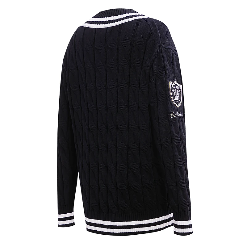 Women's Pro Standard  Black Las Vegas Raiders Prep V-Neck Pullover Sweater