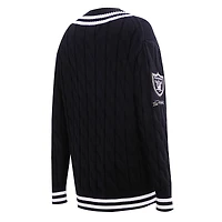 Women's Pro Standard  Black Las Vegas Raiders Prep V-Neck Pullover Sweater