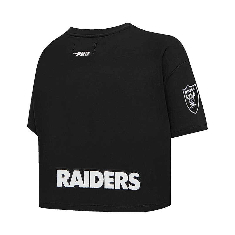 T-shirt court et boxy noir Pro Standard Maxx Crosby pour femme avec nom numéro de joueur des Las Vegas Raiders