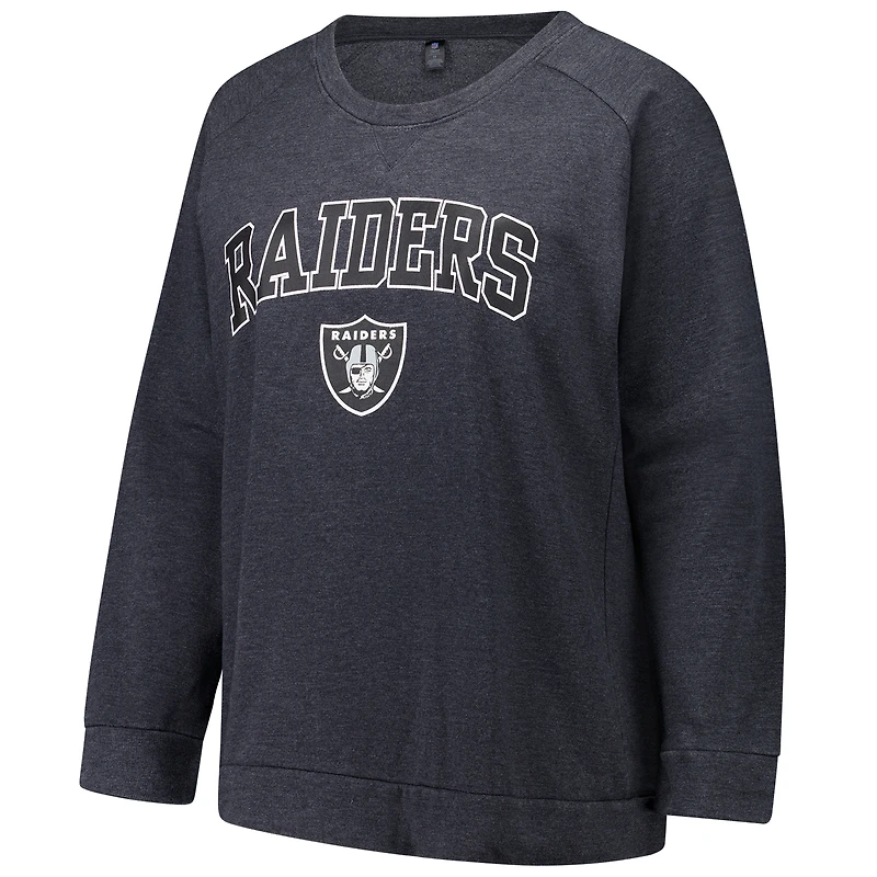 Sweat-shirt raglan délavé à l'acide pour femme, couleur charbon, grande taille, des Las Vegas Raiders