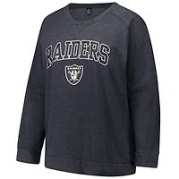 Sweat-shirt raglan délavé à l'acide pour femme, couleur charbon, grande taille, des Las Vegas Raiders
