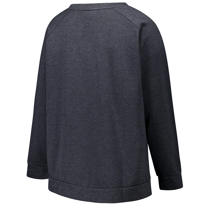 Sweat-shirt raglan délavé à l'acide pour femme, couleur charbon, grande taille, des Las Vegas Raiders