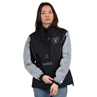 Veste demi-zippée noire/argentée Starter pour femme des Las Vegas Raiders Thursday Night Gridiron