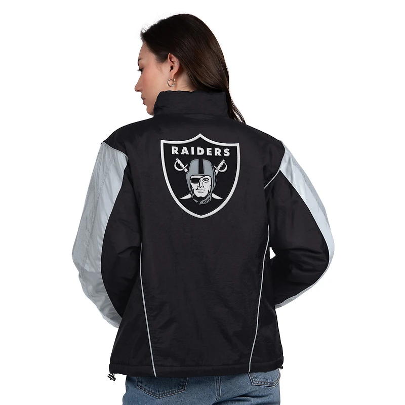Veste demi-zippée noire/argentée Starter pour femme des Las Vegas Raiders Thursday Night Gridiron