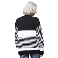 Women's Starter Black Las Vegas Raiders No Huddle Striped V-Neck Sweater