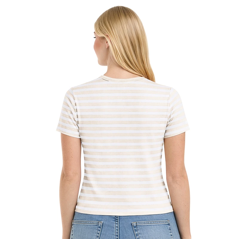 T-shirt rayé pastel Starter Cream pour femmes, Las Vegas Raiders