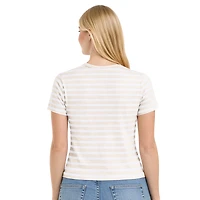 T-shirt rayé pastel Starter Cream pour femmes, Las Vegas Raiders