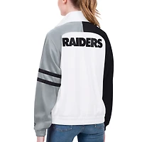 Veste de survêtement entièrement zippée Starter White Las Vegas Raiders Curve Ball Raglan pour femmes