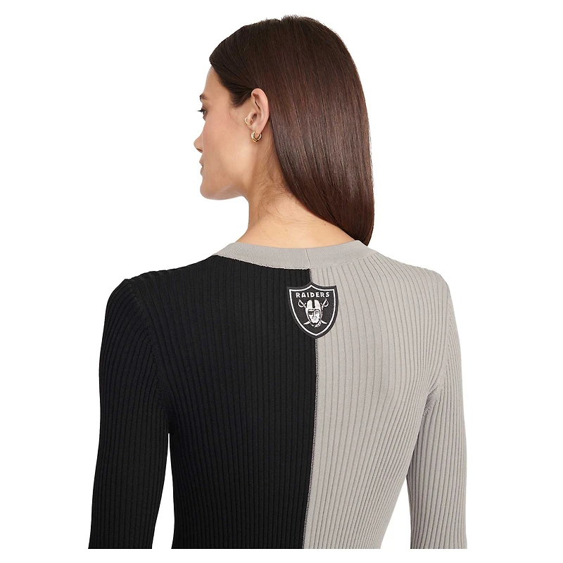Robe pull boutonnée en tricot Shoko des Las Vegas Raiders argenté/noir pour femmes