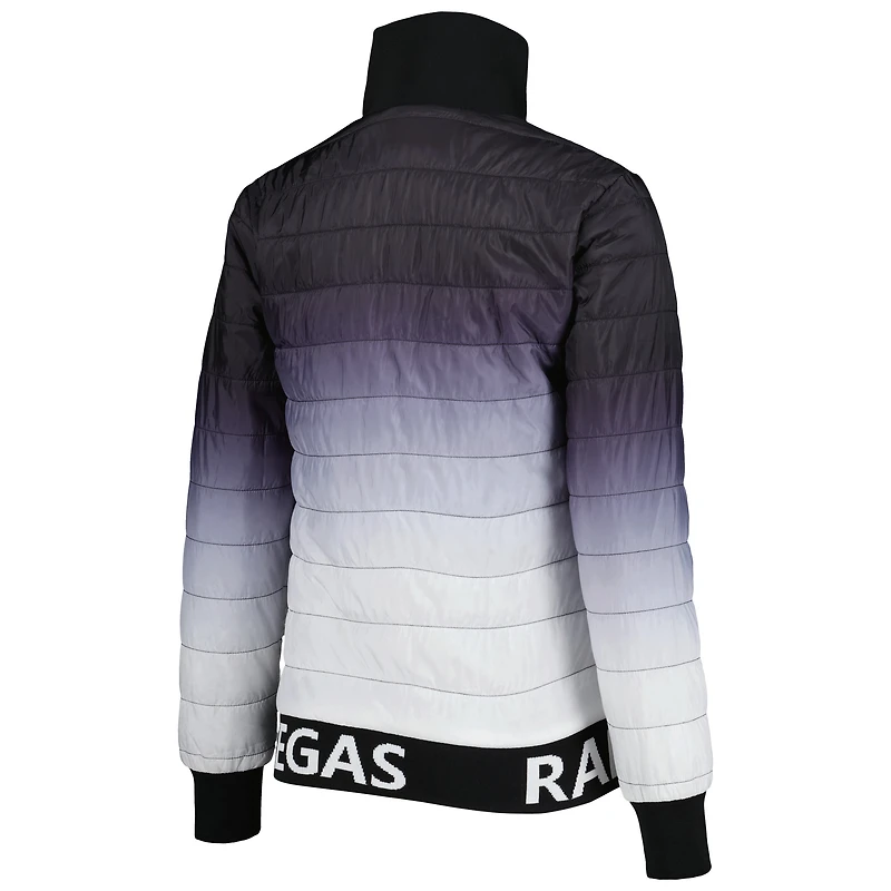 Veste matelassée à glissière pleine longueur The Wild Collective Las Vegas Raiders pour femme, noir/argent