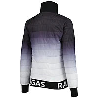 Veste matelassée à glissière pleine longueur The Wild Collective Las Vegas Raiders pour femme, noir/argent