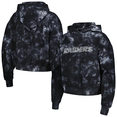 Women's The Wild Collective  Black Las Vegas Raiders Tie-Dye Cropped Pullover Hoodie