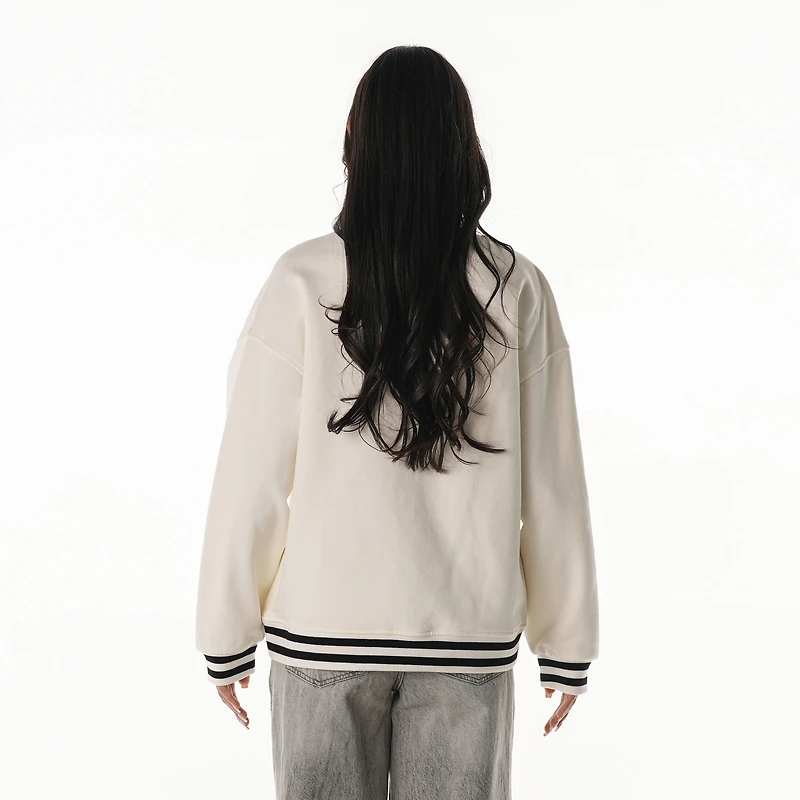 Women's The Wild Collective Cream Las Vegas Raiders Oversized Vintage French Terry Sweatshirt
