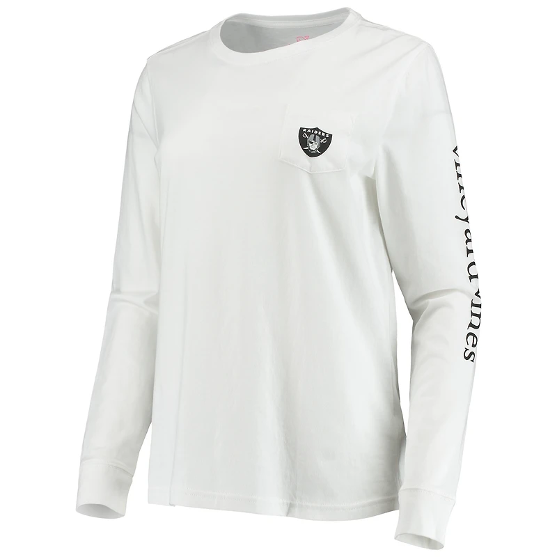 Women's Vineyard Vines White Las Vegas Raiders Helmet Long Sleeve T-Shirt