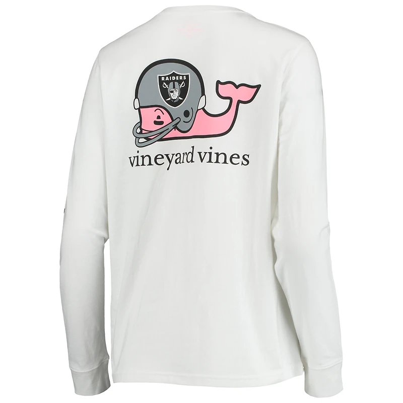 Women's Vineyard Vines White Las Vegas Raiders Helmet Long Sleeve T-Shirt
