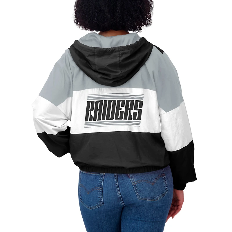 Veste coupe-vent entièrement zippée à blocs de couleurs noire/grise WEAR by Erin Andrews pour femme des Las Vegas Raiders