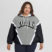 Women's WEAR by Erin Andrews Black/Gray Las Vegas Raiders Plus Retro Crinkle Full-Zip Windbreaker Jacket