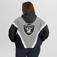 Women's WEAR by Erin Andrews Black/Gray Las Vegas Raiders Plus Retro Crinkle Full-Zip Windbreaker Jacket