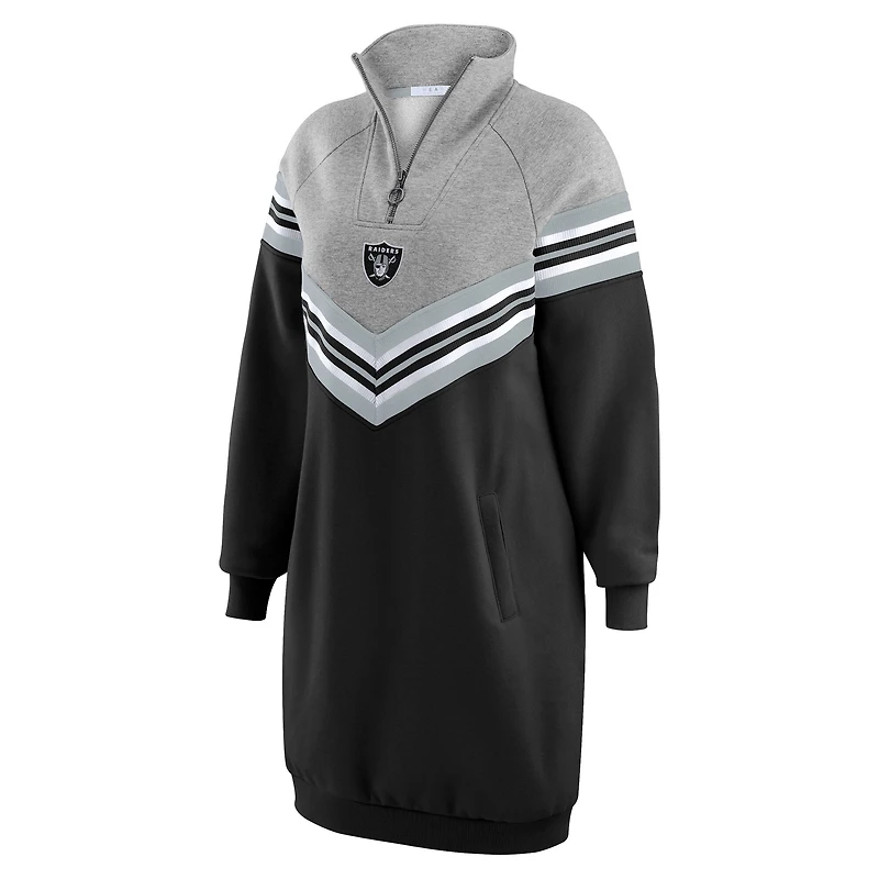 Women's WEAR by Erin Andrews  Black/Heather Gray Las Vegas Raiders Chevron Stripe Dress