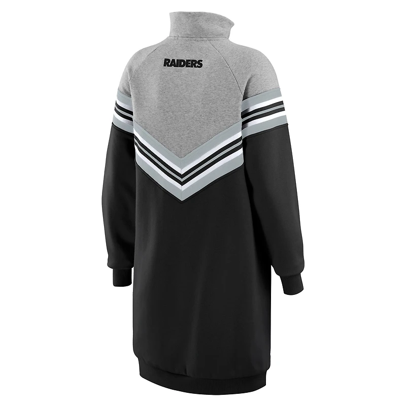 Women's WEAR by Erin Andrews  Black/Heather Gray Las Vegas Raiders Chevron Stripe Dress