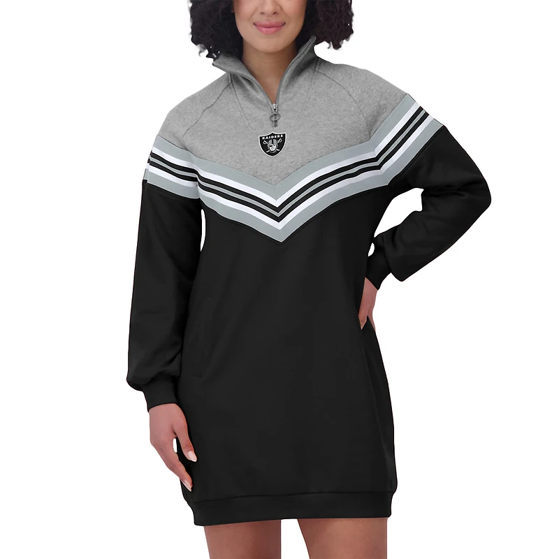Women's WEAR by Erin Andrews  Black/Heather Gray Las Vegas Raiders Chevron Stripe Dress