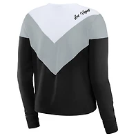 Women's WEAR by Erin Andrews Black/Silver Las Vegas Raiders Chevron Tri-Blend Long Sleeve T-Shirt