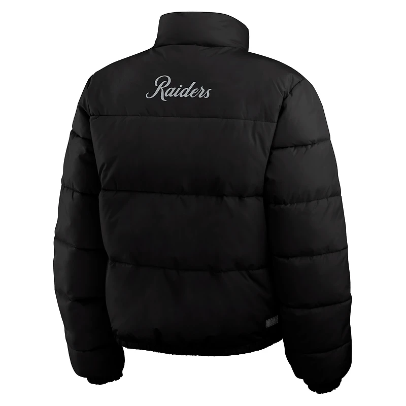 Doudoune courte réversible entièrement zippée noire/blanche Las Vegas Raiders WEAR by Erin Andrews pour femme