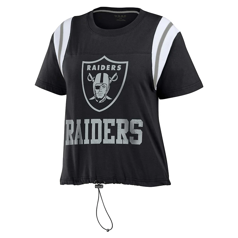 T-shirt à col officier noir blocs de couleurs des Las Vegas Raiders pour femme WEAR by Erin Andrews