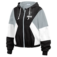 Women's WEAR by Erin Andrews  Black Las Vegas Raiders Color Block Full-Zip Windbreaker Jacket