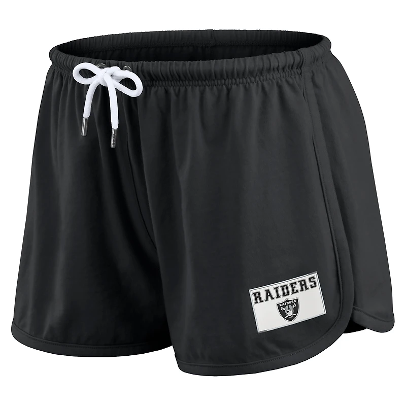 Ensemble de détente pour femme WEAR by Erin Andrews, t-shirt à manches longues et short en jersey rugby épais noir des Las Vegas Raiders
