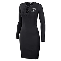 Robe noire à manches longues lacets WEAR by Erin Andrews pour femmes des Las Vegas Raiders
