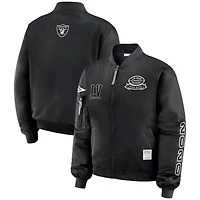 Veste aviateur zippée complète noire WEAR by Erin Andrews pour femme avec patch des Las Vegas Raiders
