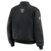 Veste aviateur zippée complète noire WEAR by Erin Andrews pour femme avec patch des Las Vegas Raiders