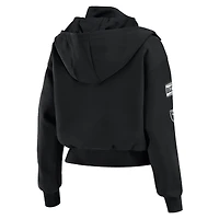 Women's WEAR by Erin Andrews  Black Las Vegas Raiders Patch Pocket Cropped Full-Zip Bomber Jacket
