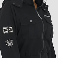 Women's WEAR by Erin Andrews  Black Las Vegas Raiders Patch Pocket Cropped Full-Zip Bomber Jacket