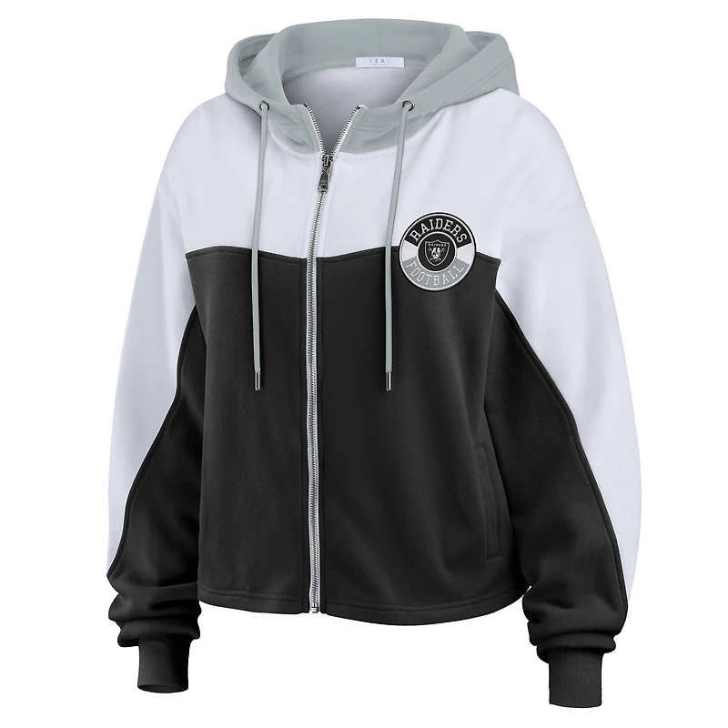 Sweat à capuche zippé blocs de couleurs noir grande taille pour femme WEAR by Erin Andrews des Las Vegas Raiders