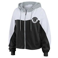 Sweat à capuche zippé blocs de couleurs noir grande taille pour femme WEAR by Erin Andrews des Las Vegas Raiders