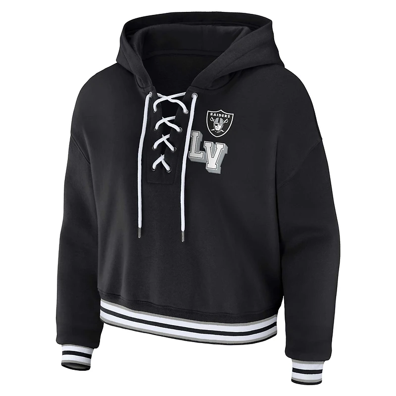 Sweat à capuche lacets grande taille noir Las Vegas Raiders pour femme WEAR by Erin Andrews