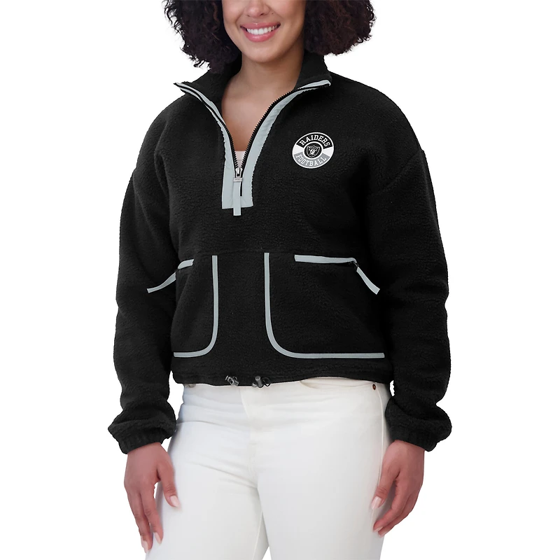 Women's WEAR by Erin Andrews Black Las Vegas Raiders Polar Fleece Half-Zip Jacket
