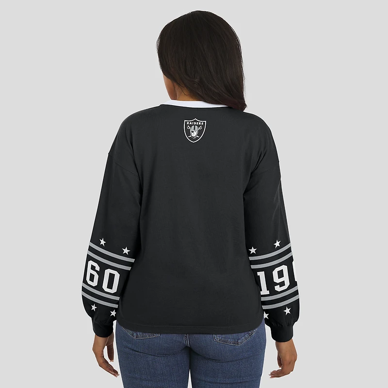 T-shirt de sport à manches longues noir WEAR by Erin Andrews pour femme, motif Las Vegas Raiders